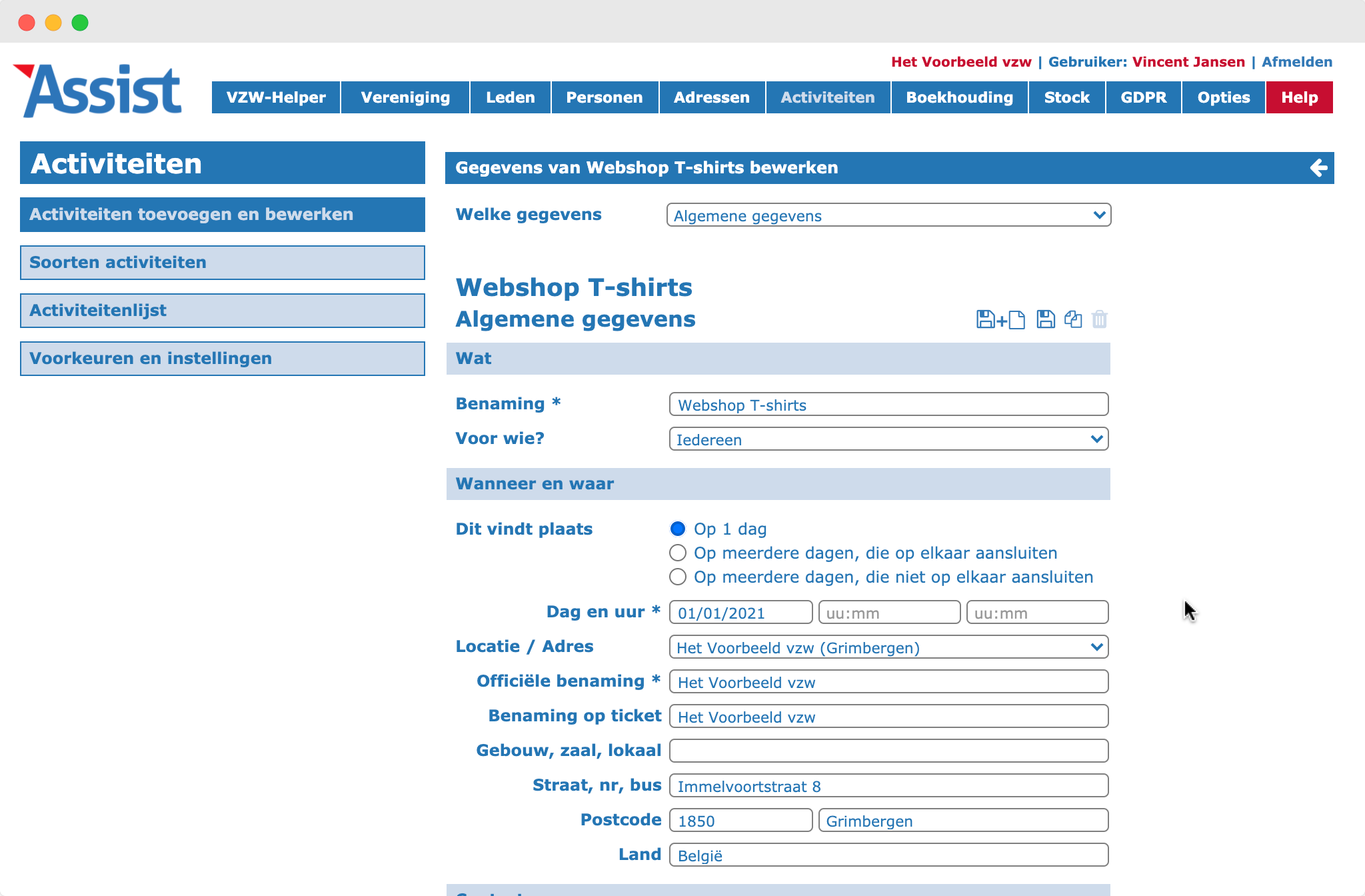 Webshop als activiteit
