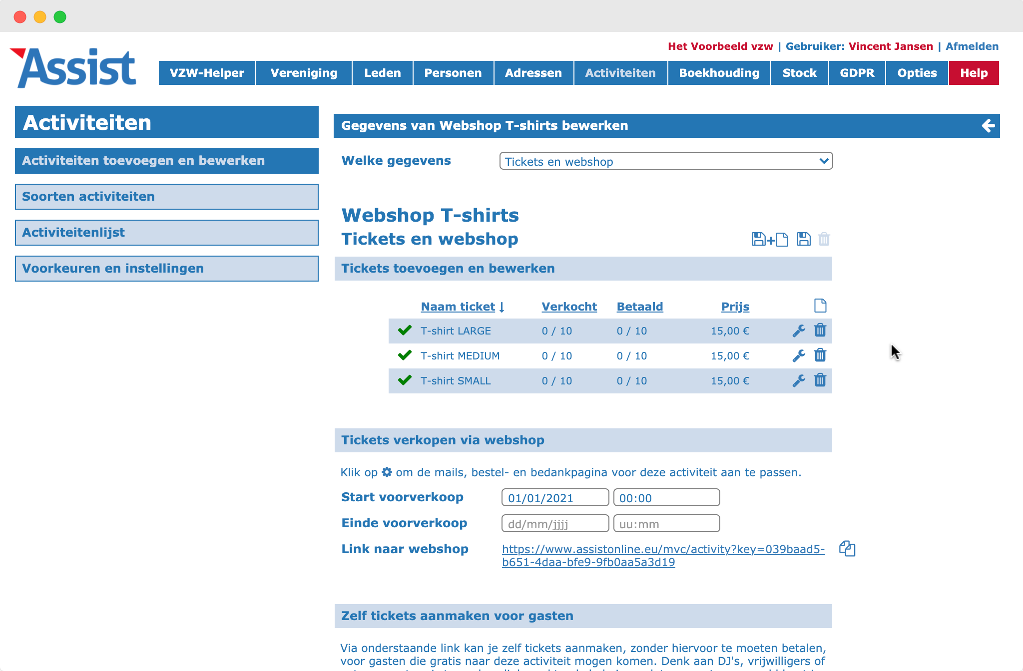 Ticket per product