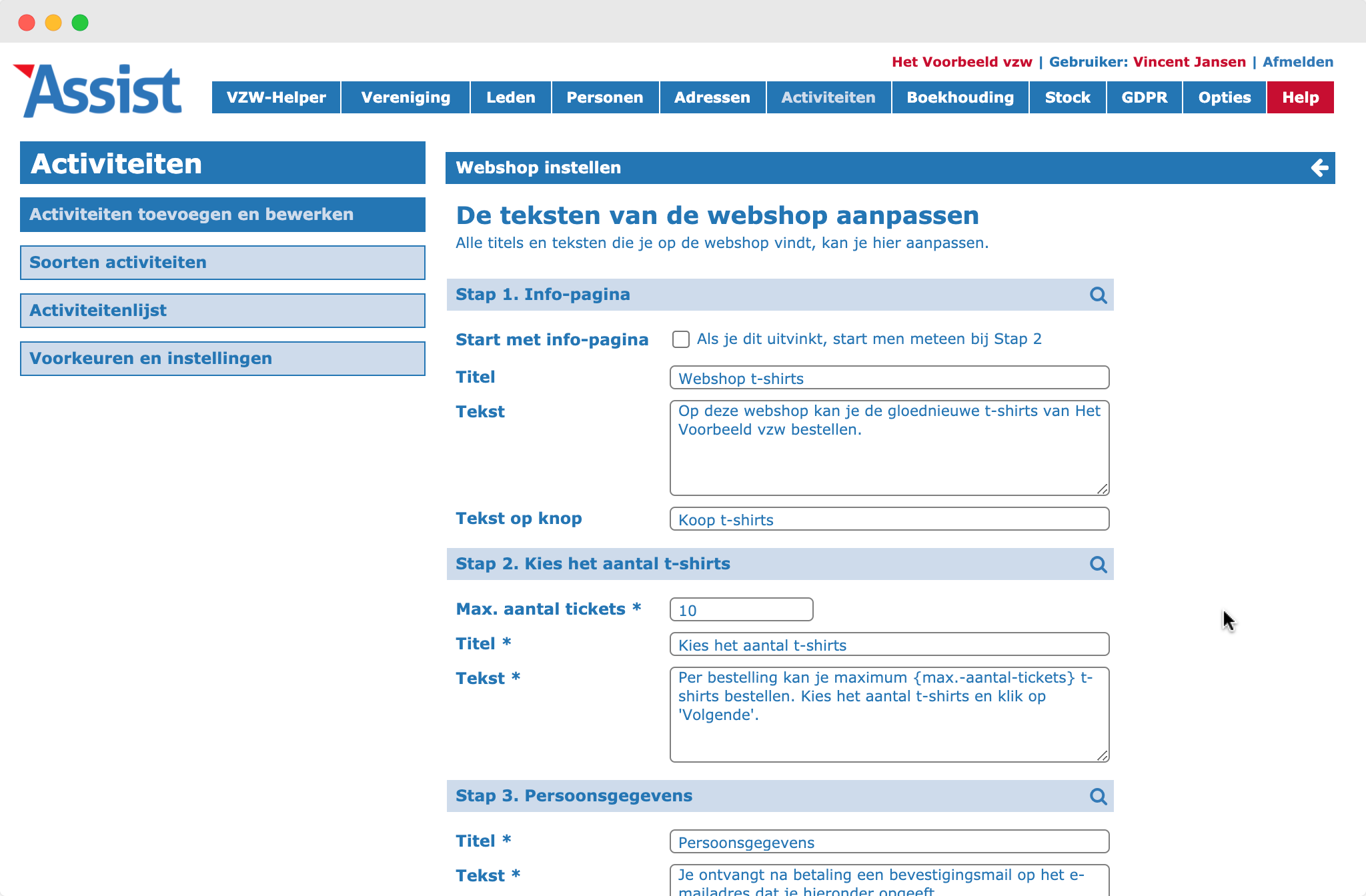 Teksten webshop aanpassen
