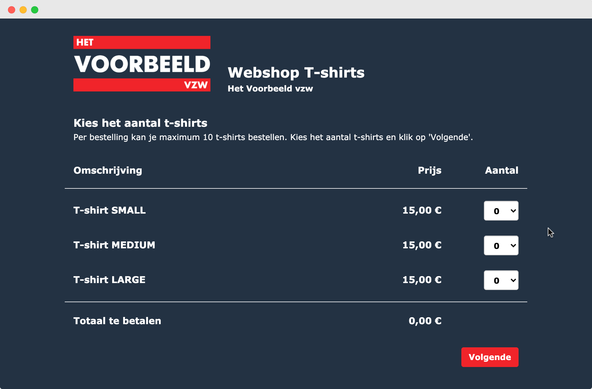 Bestellen via webshop